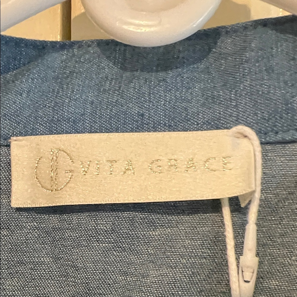 Vita Grace Chambray Blue Women's Blouse